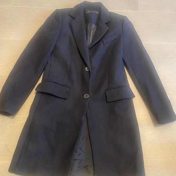 ZARA black wool single breasted coat in size S - Picture 1 of 5